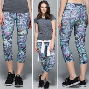 LULULEMON Run Inspire Crop II Leggings Full-On Luxtreme Iridescent Multi size 6